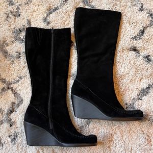 Aerosoles Suede Knee High Wedge Boots